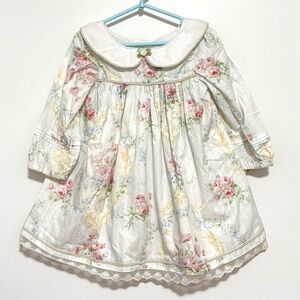 Vintage Floral White Kids Casual Dress